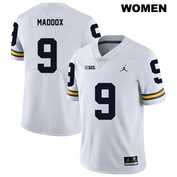 Women's NCAA Michigan Wolverines Andy Maddox #9 White Jordan Brand Authentic Stitched Legend Football College Jersey ET25B75UP
